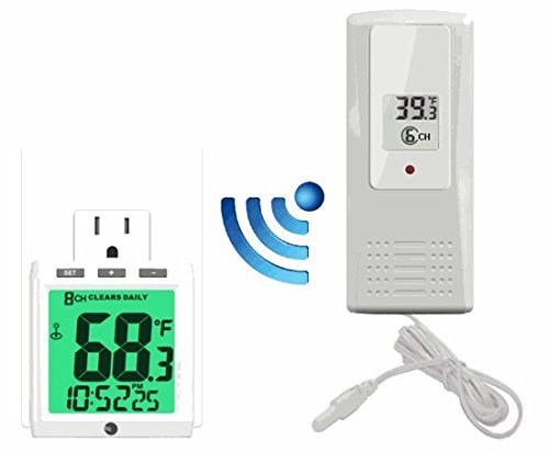 Ambient Weather WS-01TP Color Changing Wireless Aquarium Thermometer Night Light with Ambient Backlight, White