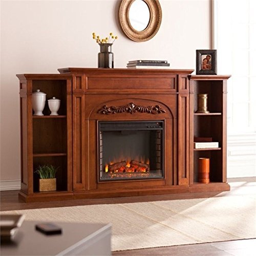 Pemberly Row Bookcase Electric Fireplace in Oak
