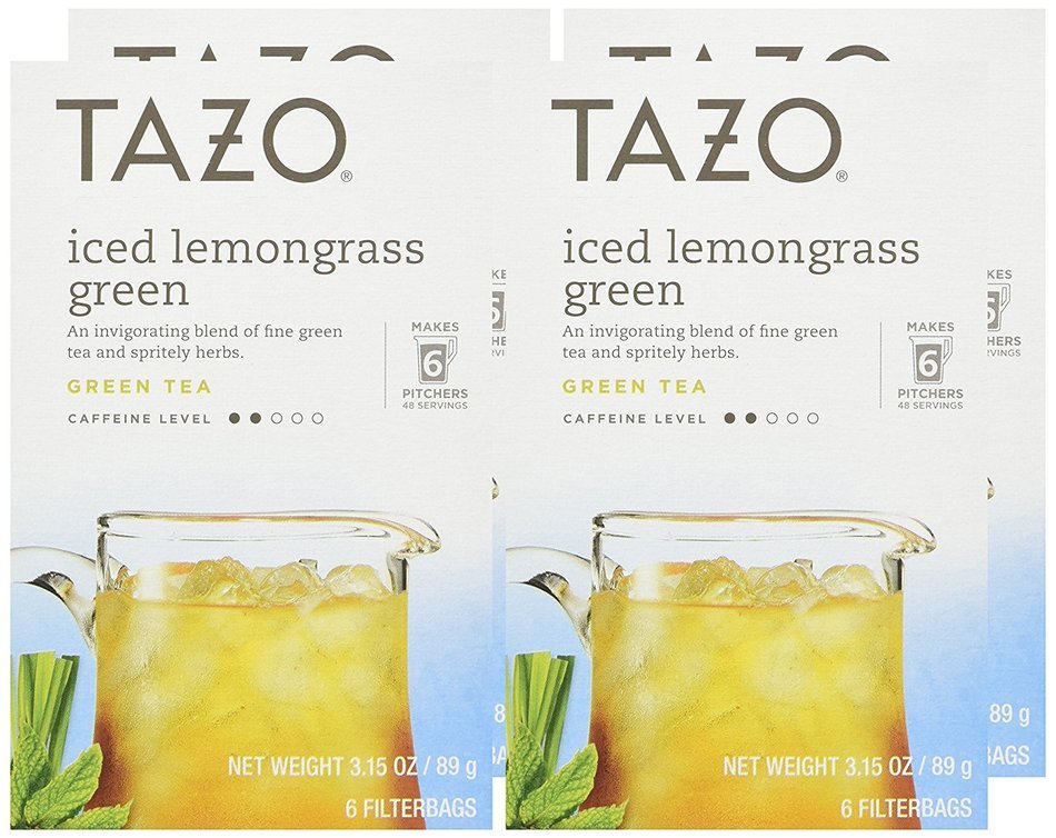 Tazo Iced Lemongrass Green Tea 6 Bags (Case of 4) 3.15oz each N2