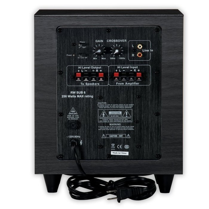 Acoustic Audio RWSUB-6 Down Firing Powered Subwoofer (Black)