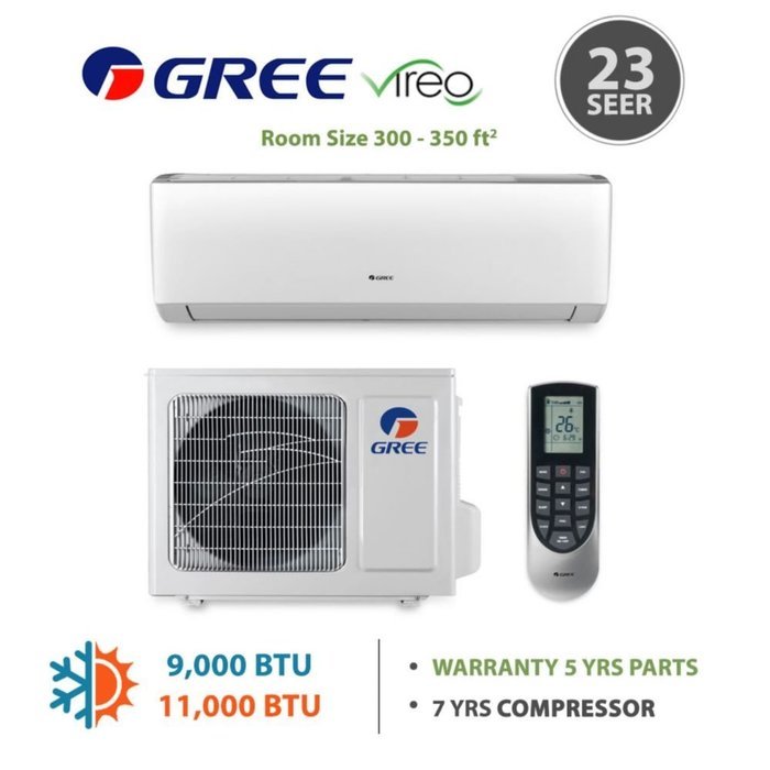 GREE Vireo 24,000 BTU Wall Mounted Ductless Mini Split Heat Pump System 208-230 VAC N3