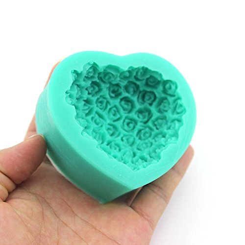 HuntGold Soft Heart-shaped Bouquets of Roses Turn Sugar Cake Mold Safe Silicone Utensils