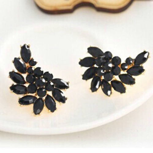 New Crystal Rhinestone Ear Stud Earrings Elegant Women Angle Wings Eardrop Studs