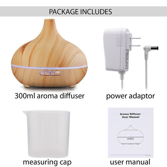 Homeful Aroma Essential Oil Diffuser 300ml Upgraded Version Wood Grain Ultrasonic Cool Mist Humidifier for Home... N5