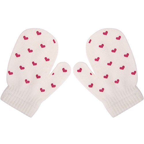 Kids Dot Star Heart Pattern Fashion Mittens Boys Girls Soft Knitting Warm Gloves