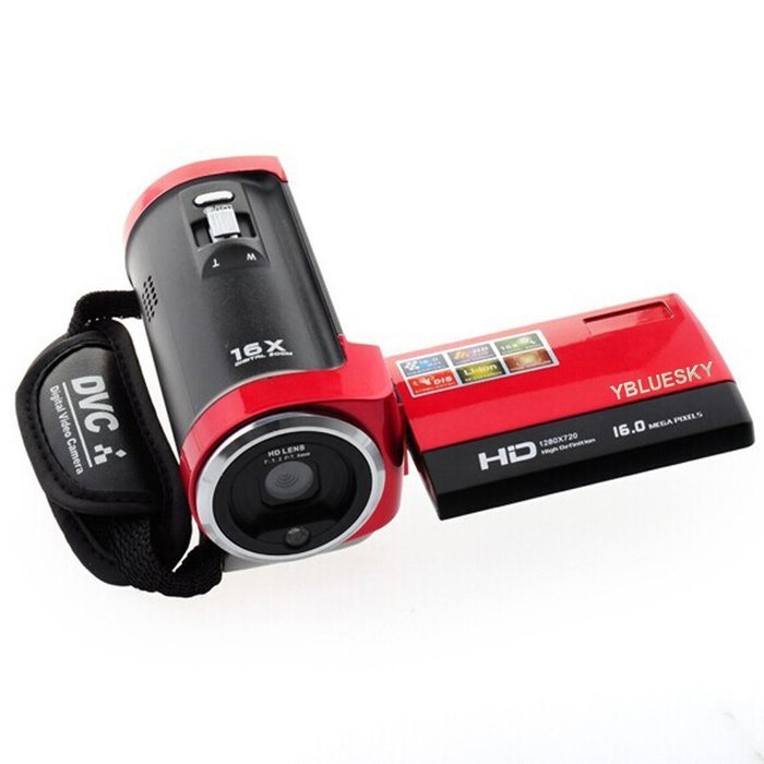 YBLUESKY 16mp Digital Video Camcorder with 16x Zoom and 2.7'' TFT LCD Rotation Screen Digital Camera HD 720P，Red