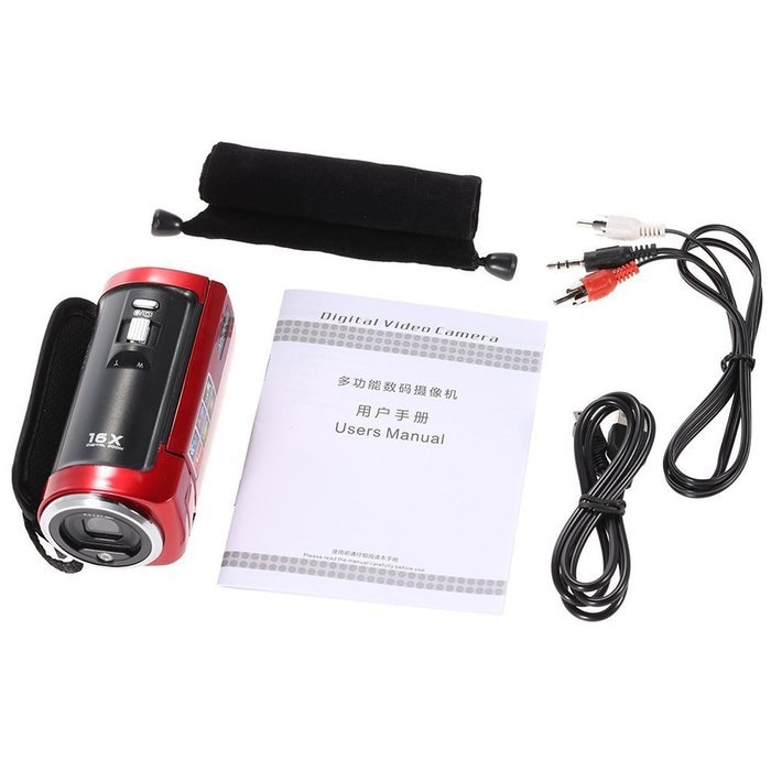 YBLUESKY 16mp Digital Video Camcorder with 16x Zoom and 2.7'' TFT LCD Rotation Screen Digital Camera HD 720P，Red N3