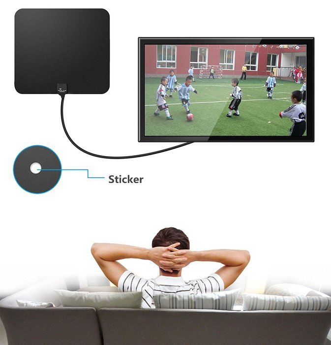 Amplified HDTV Antenna, E-More Indoor HDTV Antenna 50Miles Long Range Amplifier Signal Booster with Detachable... N4