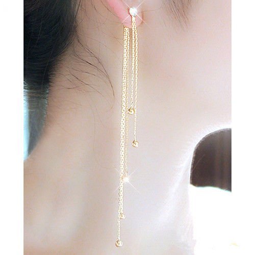 Party Linear Long Tassels Rhinestone Dangle diamante Eardrop Woman's Earrings
