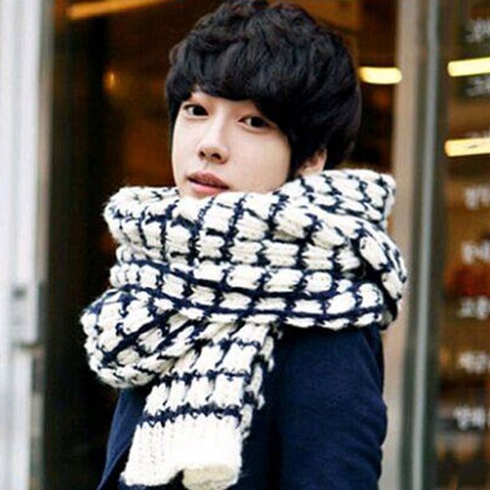 KAKA(TM) Women's Korean Artistic Stylish Winter Grid Knitting Wool Lovers Oversized Shawl Scarves N7