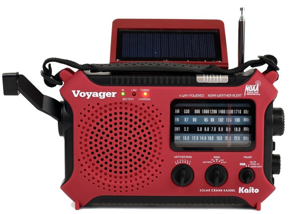 Kaito KA500L 4-Way Powered Emergency AM/FM/SW NOAA Weather Alert Radio with Solar,Dynamo Crank,Flashlight and...