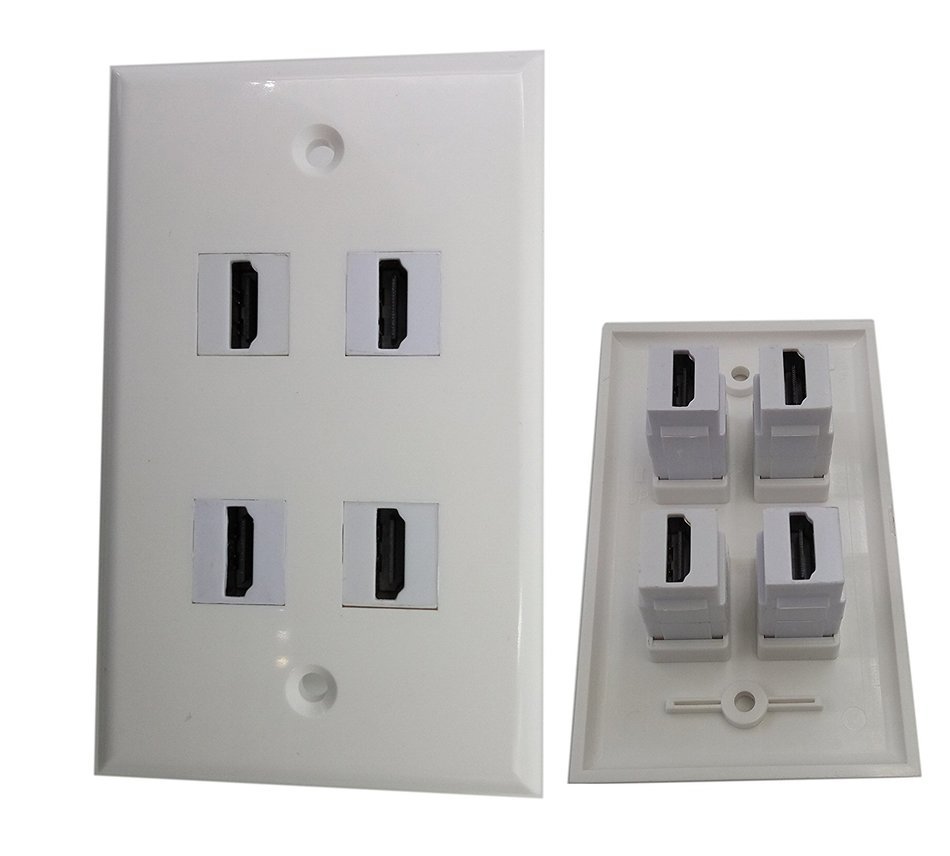 Lemeng New Design 4 Port HDMI Keystone Face Plate Panel-White N2