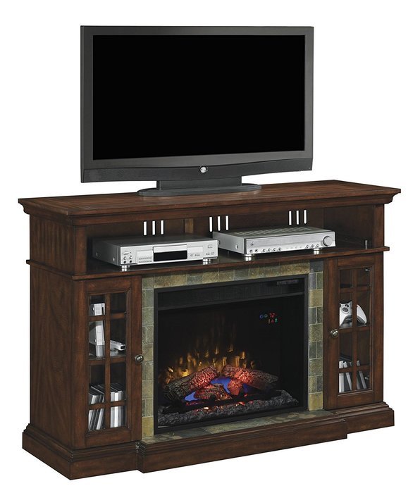 ClassicFlame 28MM6307-C270 Lakeland TV Stand for TVs up to 65", Roasted Cherry (Electric Fireplace Insert sold...