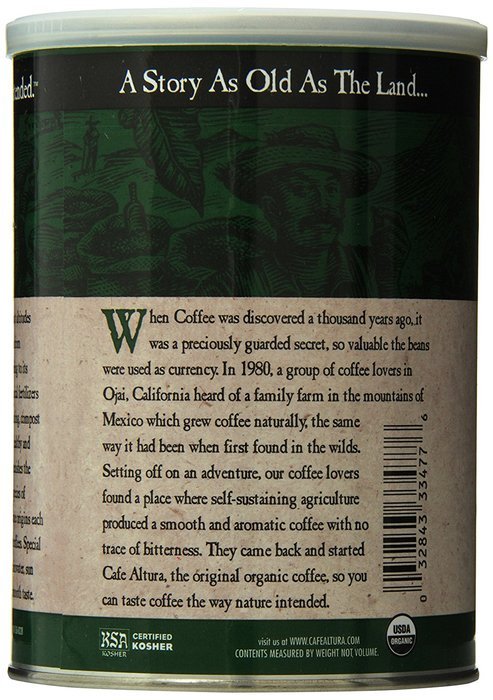 Cafe Altura Ground Organic Coffee, Regular Roast, 12 Ounce (Pack of 3) N23