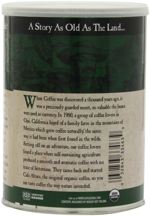 Cafe Altura Ground Organic Coffee, Regular Roast, 12 Ounce (Pack of 3) N29