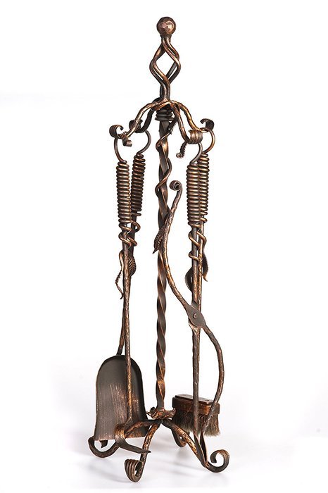 Hand Crafted Fireplace set 4 pieces Hearth Accessories "Vinnitsya" Agrik, Steel N3