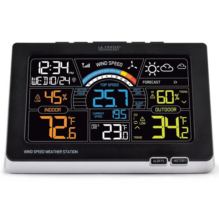 La Crosse Technology 327-1414W Color Wireless Wind Speed Weather Station, Black N4
