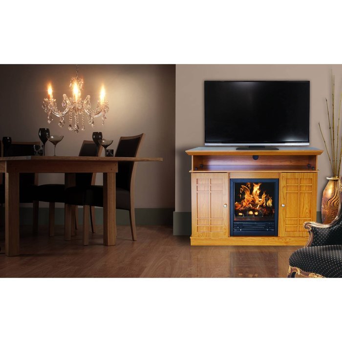 Honey Oak Decor Flame Bailey 48" Electric Fireplace Media Console For TV's Up To 55" With Heat or Without Heat...