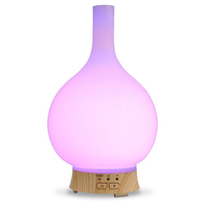 Yomondo Aromatherapy Essential Oil Diffuser 100ml Ultrasonic Aroma Oil Diffuser Glass Cover Humidifier(Color Changing...