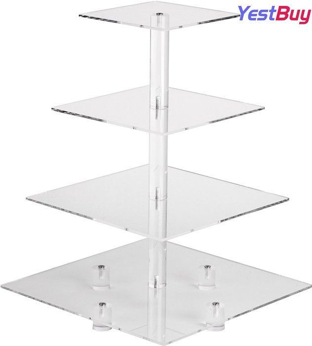 YestBuy&reg; 4 Tier Maypole Square Wedding Party Tree Tower Acrylic Cupcake Display Stand (15.1 Inches)&shy; N7