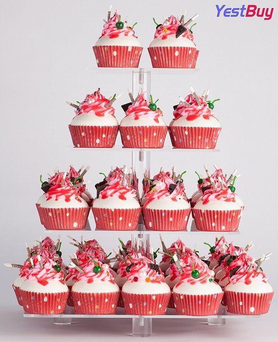YestBuy&reg; 4 Tier Maypole Square Wedding Party Tree Tower Acrylic Cupcake Display Stand (15.1 Inches)&shy; N8