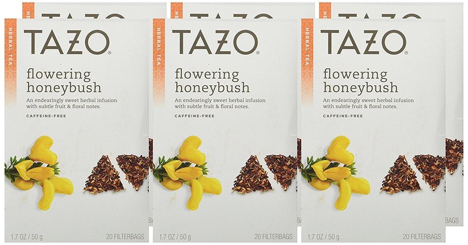 Tazo Honeybush Herbal Infusion Tea, Caffeine Free, 20-Count Tea Bags (Pack of 6) N2