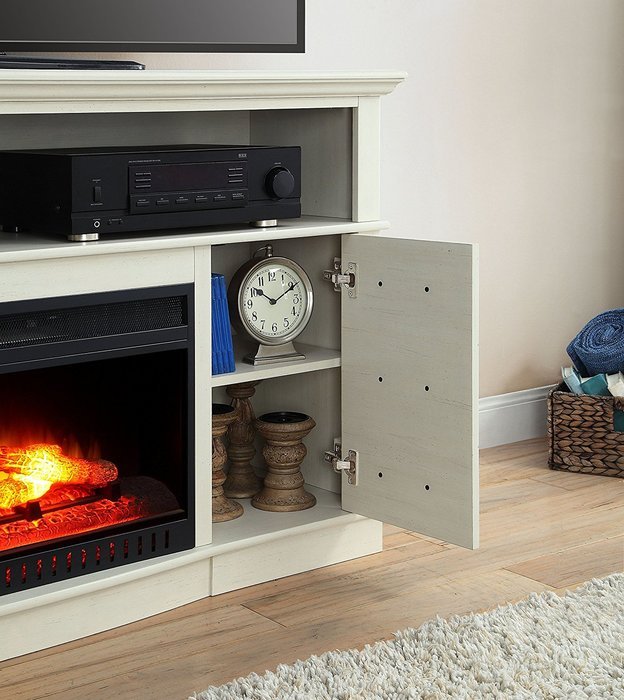 Antique White Finish 60" Better Homes And Gardens Remote Control Fireplace Media Console For TV's Up To 70" N8