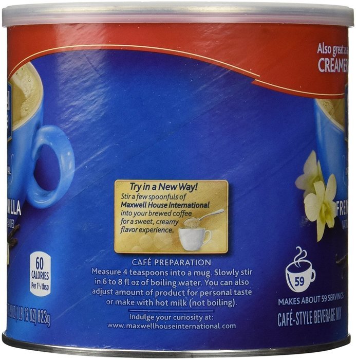 Maxwell House International Coffee French Vanilla Cafe, 29 Ounce Cans (Pack of 2). N4