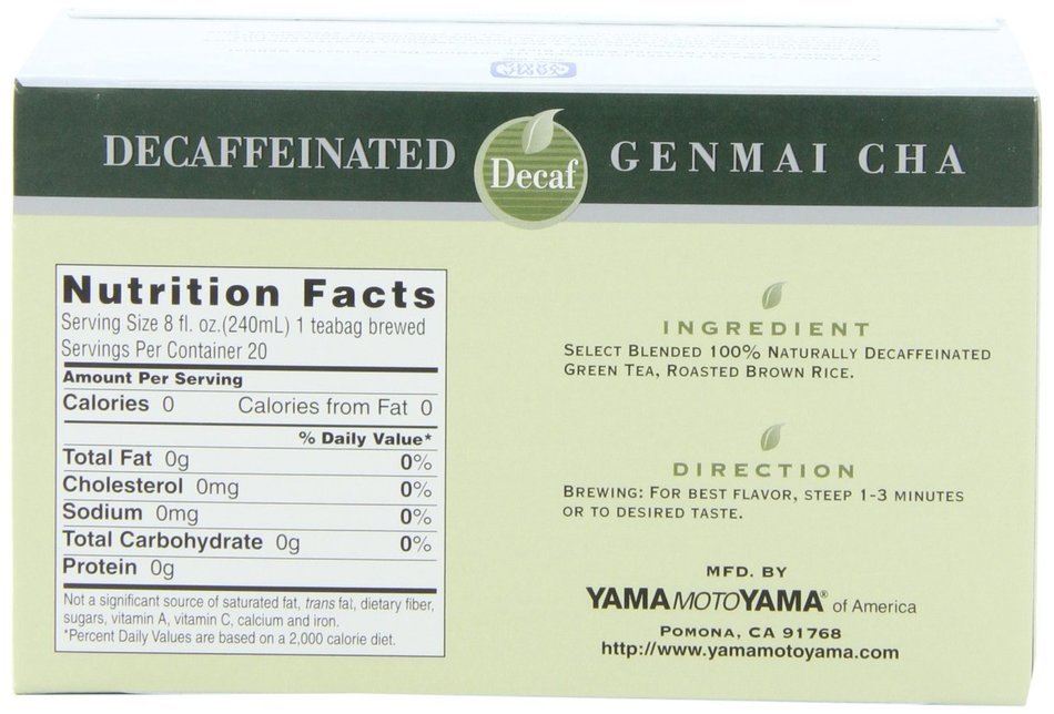 Yamamotoyama Decaffeinated Roasted Brown Rice Tea Genmai Cha, 2.19-Ounce Boxes (Pack of 6) N2