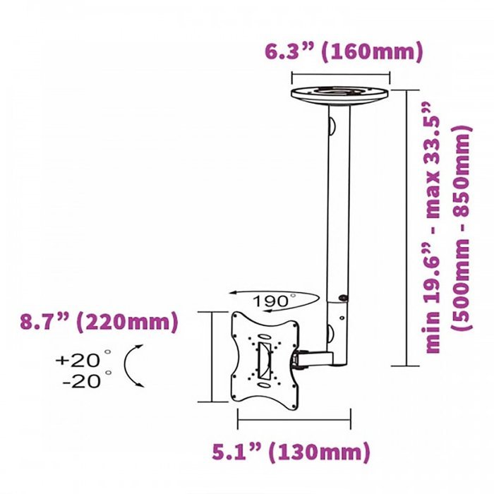 InstallerParts Flat TV Ceiling Mount 23~42" Tilt/Swivel, LCD-504A Black -- LCD LED Plasma TV Flat Panel Displays... N7