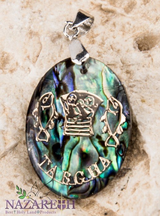 Jesus Fish Tabgha Pearl Shell Pendant Abalone Shell Handmade Amulet Holy Land