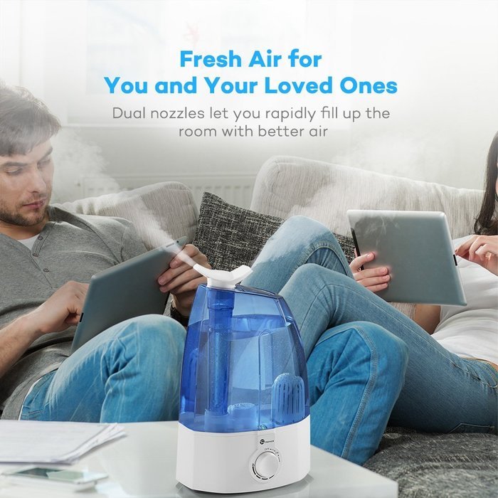 Cool Mist Humidifier, TaoTronics Ultrasonic Air Humidifers with 2x 360 Degree Rotatable Mist Outputs, Classic... N2