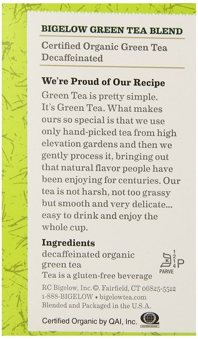 Bigelow Decaffeinated Organic Green Tea, 40 Count Box N5
