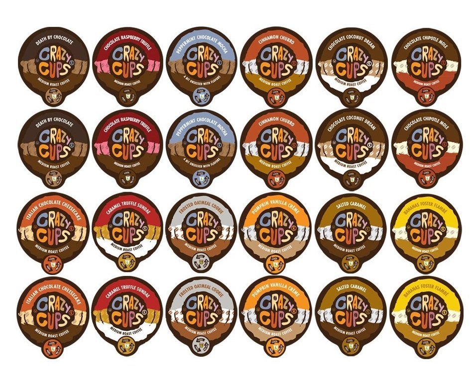 Crazy Cups Flavored Coffee and Chocolate Flavored Coffee, Single Serve Cups Variety Pack Sampler for the Keurig... N2