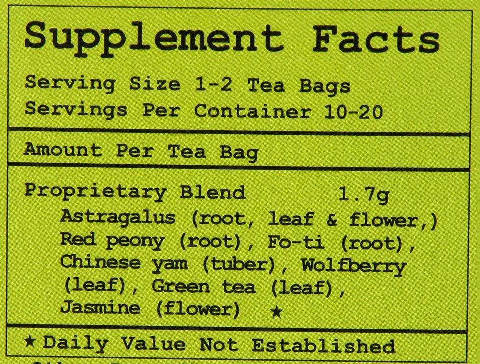Health King Astragalus Immunity Herb Tea, Teabags, 20 Count Box