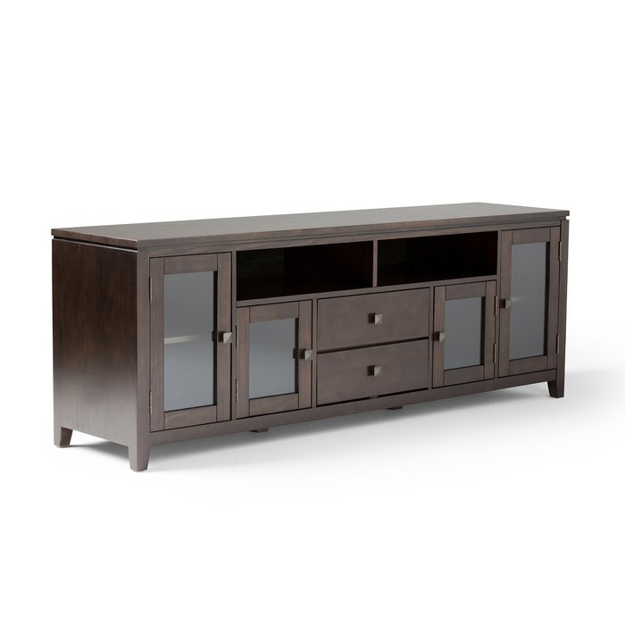 Simpli Home Cosmopolitan Wide TV Media Stand, 72", Coffee Brown N2