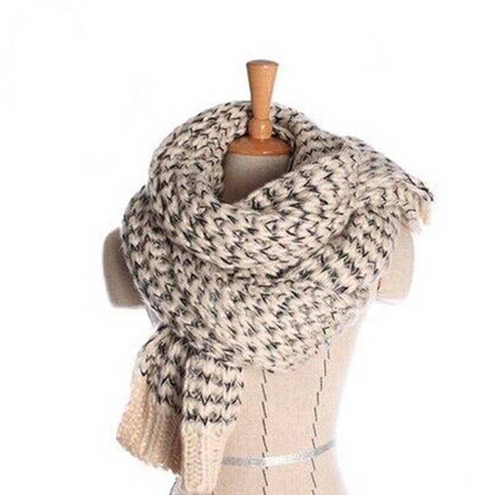 KAKA(TM) Women's Korean Artistic Stylish Winter Grid Knitting Wool Lovers Oversized Shawl Scarves N8