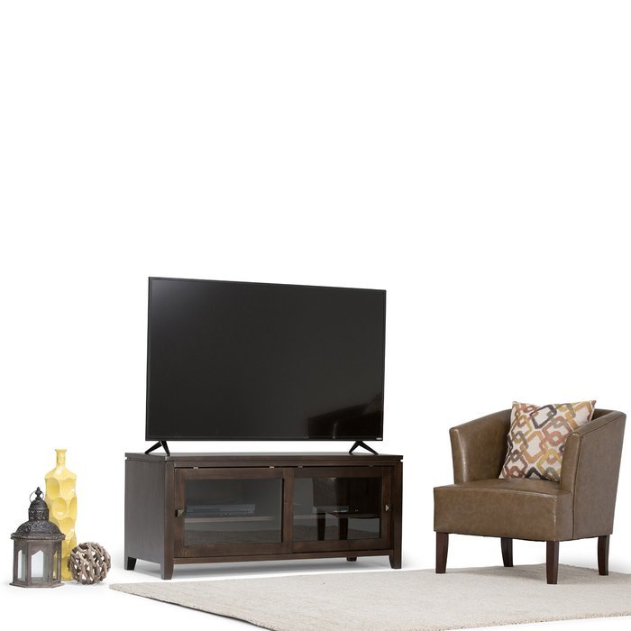 Simpli Home Cosmopolitan Wide TV Media Stand, 72", Coffee Brown N3
