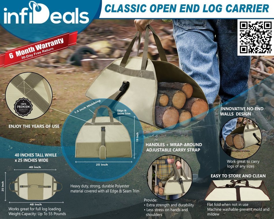 Yes4All InfiDeals Best Wood Bag - Premium Quality Firewood Carrier with Durable Material - &sup2;0SMJR N12