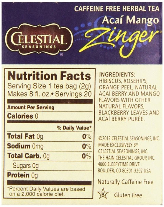 Celestial Seasonings Acai Mango Zinger Tea Bags - 20 ct N5