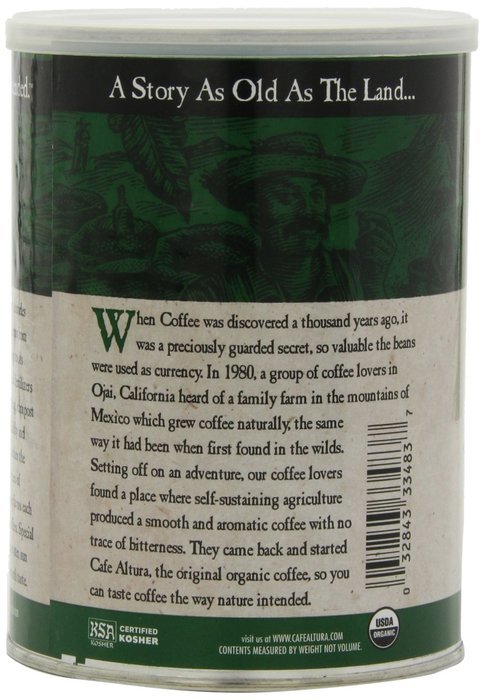 Cafe Altura Ground Organic Coffee, Regular Roast, 12 Ounce (Pack of 3) N35