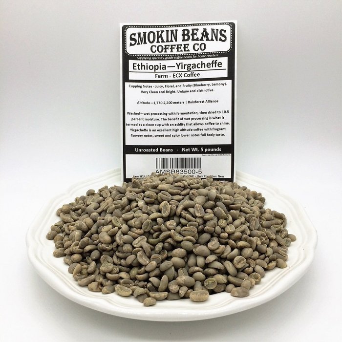 5 pounds| Ethiopia Yirgacheffe| Farm: ECX Coffee| Floral, Fruity, Bright, Unique/Distinctive| Specialty-Grade... N2