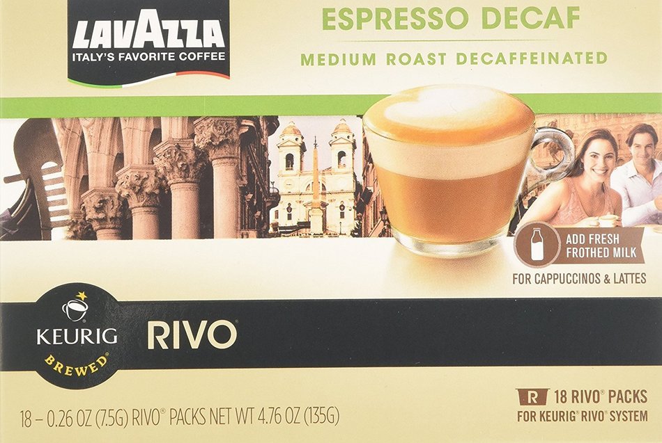 Lavazza Decaf, Espresso Packs for Keurig Rivo Systems(4.76 oz)(Pack of 4) N5