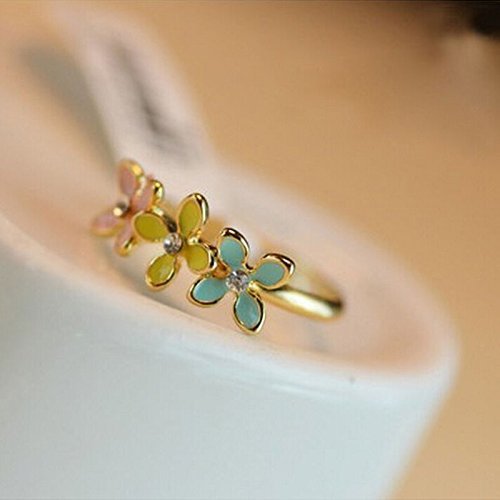 Cute Popular Women's Metal Gold-plated Small Adjustable Flower Daisy Ring