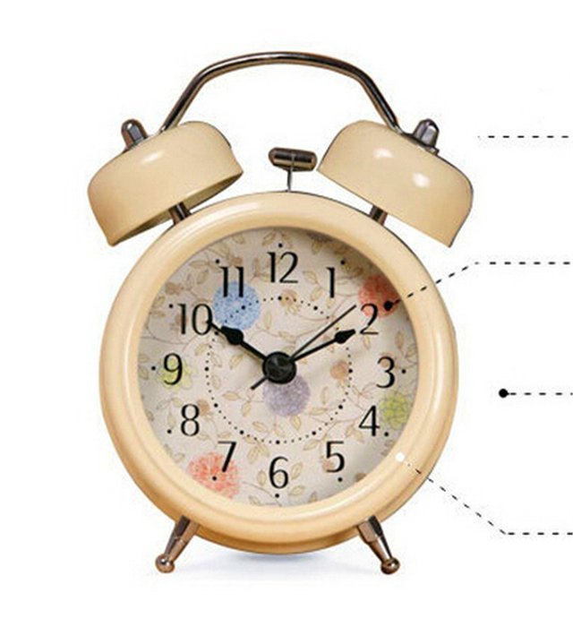 Surborder Shop Creative Twin Bell Analog Alarm Clock Battery Operated - Loud Alarm Clock 3" Beige N3