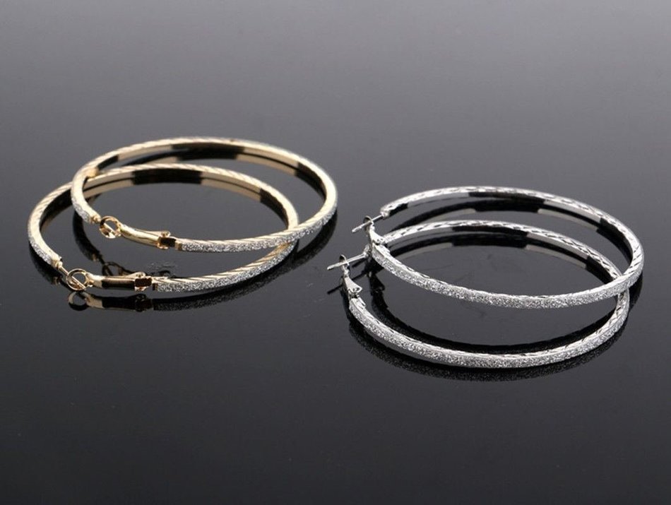 Fashion Womens Large Round Crystal Diamante Rhinestone Hoop Earrings Jewelry (gold)