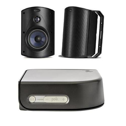 Polk Audio Atrium 6 Outdoor Speaker, 50Hz-27kHz, Pair, Black - Bundle With Polk Audio Omni A1 75W 2-Channel Wireless...