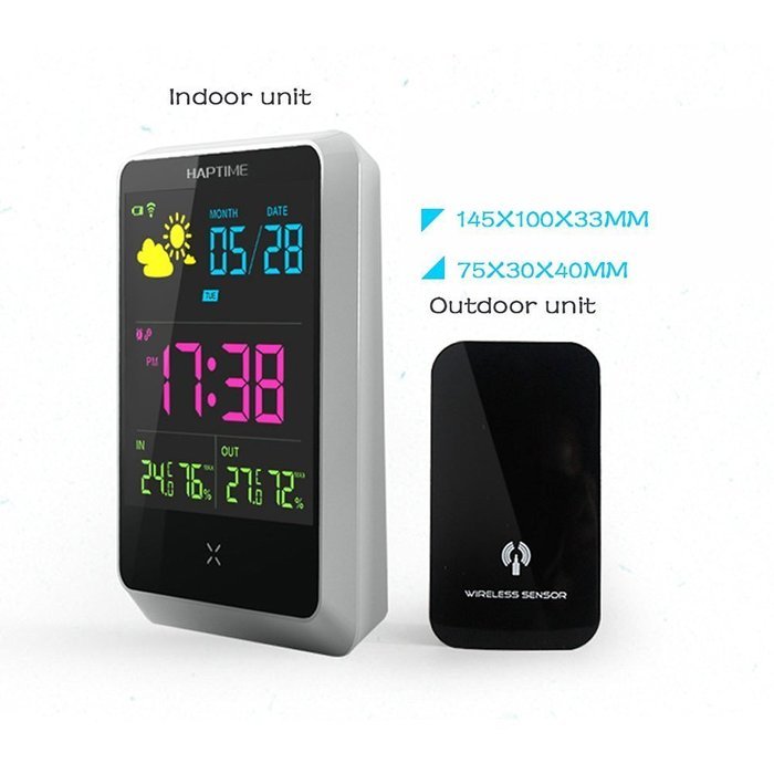 Weather Station Alarm Clock Wireless Indoor/Outdoor with Temperature/Humidity/Forecast N3
