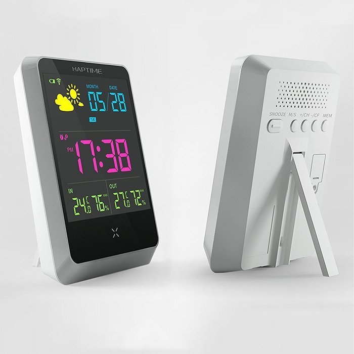 Weather Station Alarm Clock Wireless Indoor/Outdoor with Temperature/Humidity/Forecast N4