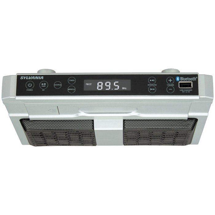 Sylvania SKCR2810BT Under Cabinet Clock Radio, Music System with Bluetooth Streaming and FM Radio